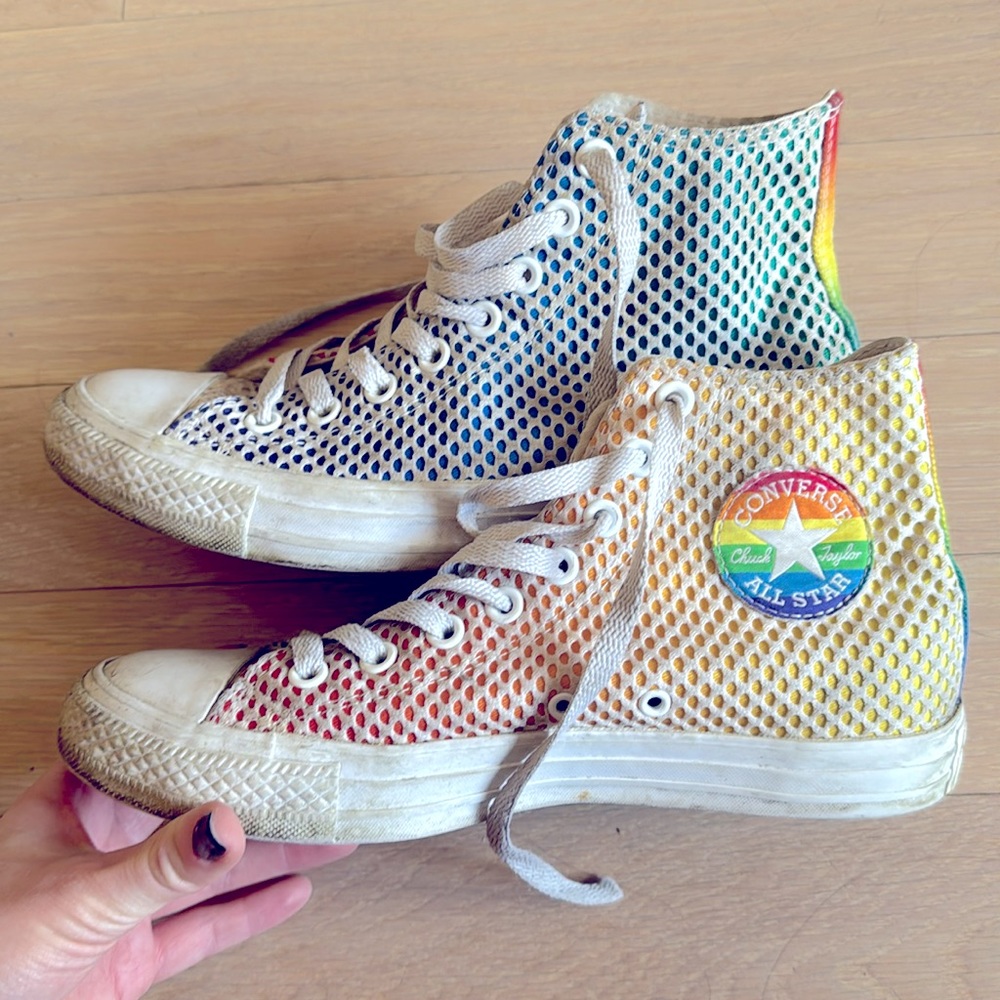 Converse rainbow pride high tops